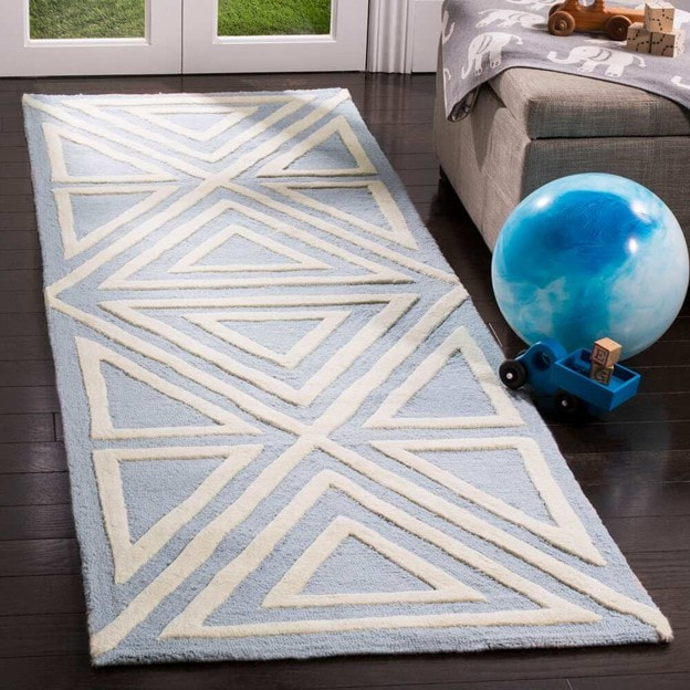 RG-38 Kids & Tween Geometric Wool Blue Handtufted Handmade Rug - Image 4