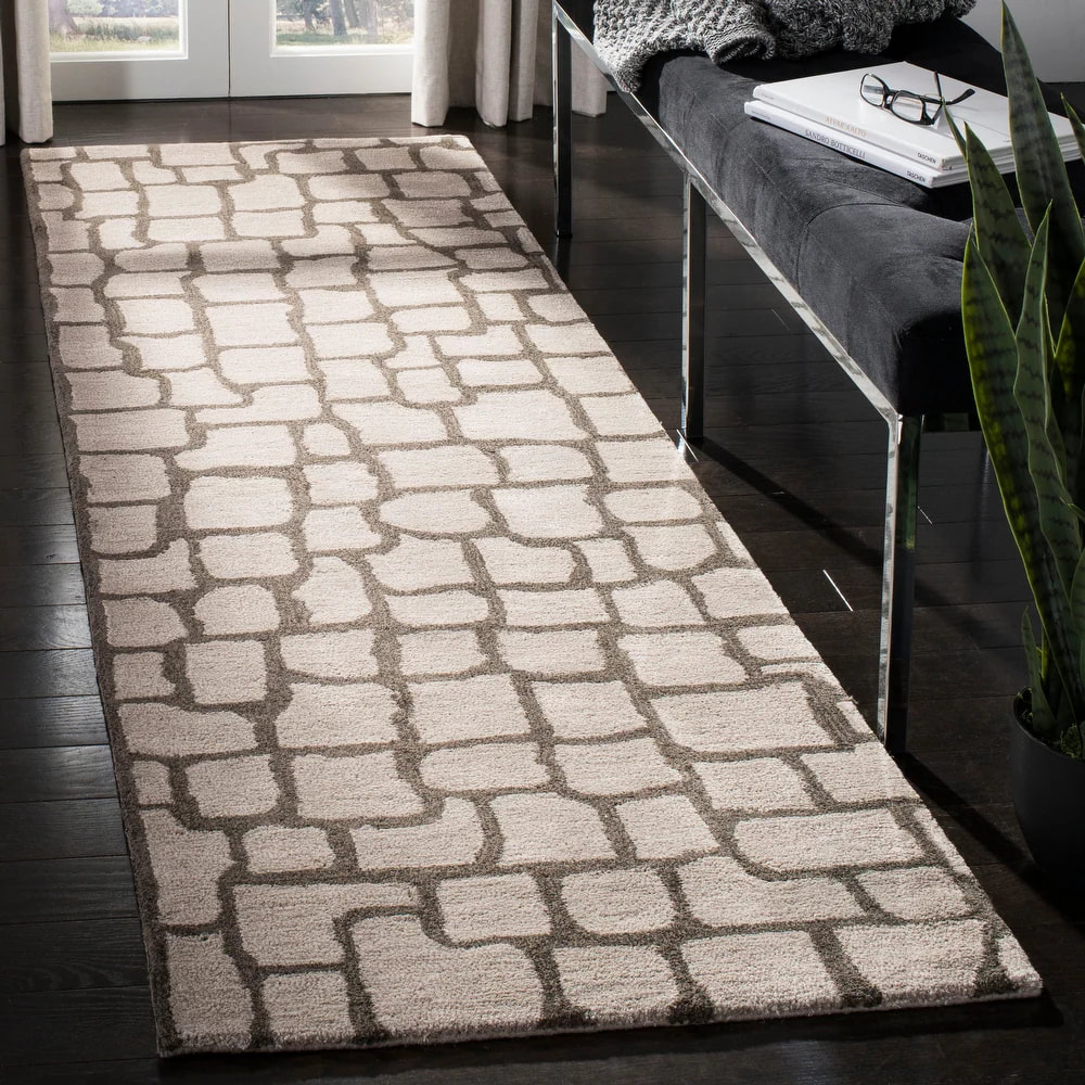 RG-40 Modern Contemporary Geometric Wool Beige Handtufted Handmade Rug - Image 2