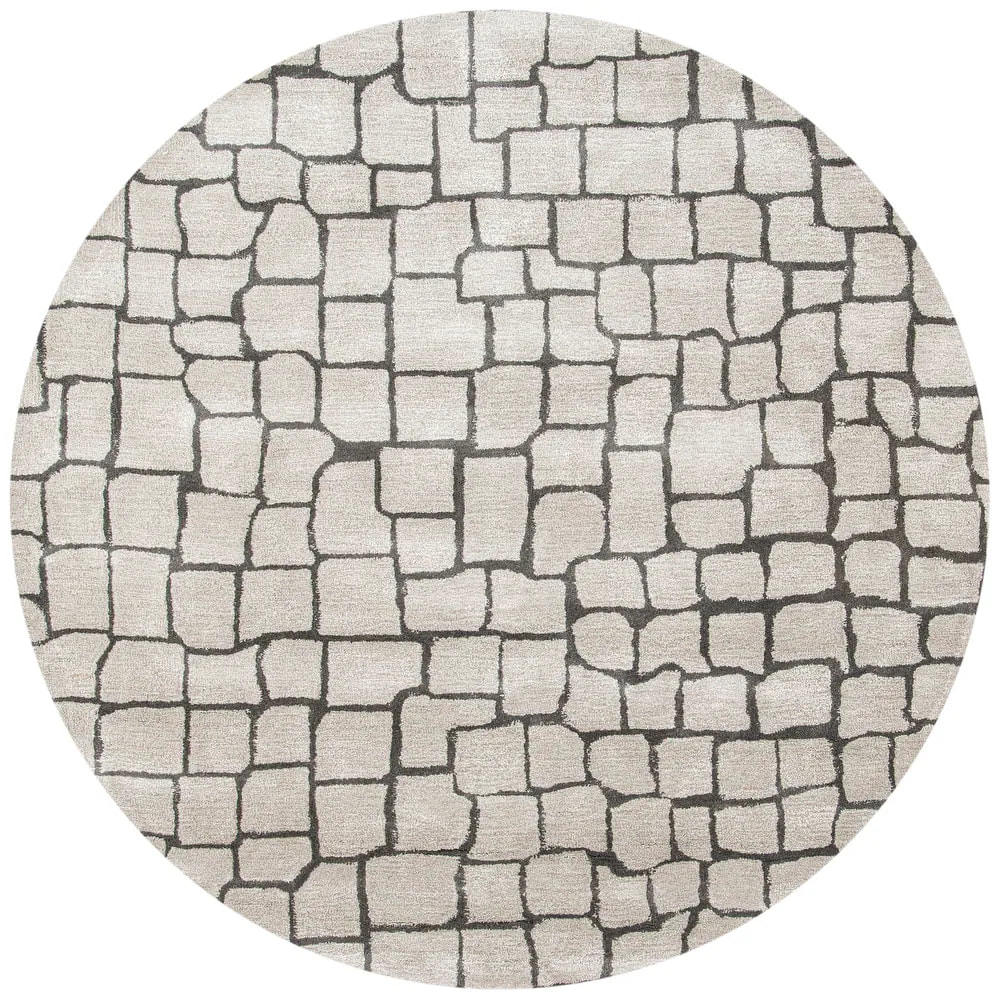 RG-40 Modern Contemporary Geometric Wool Beige Handtufted Handmade Rug - Image 4