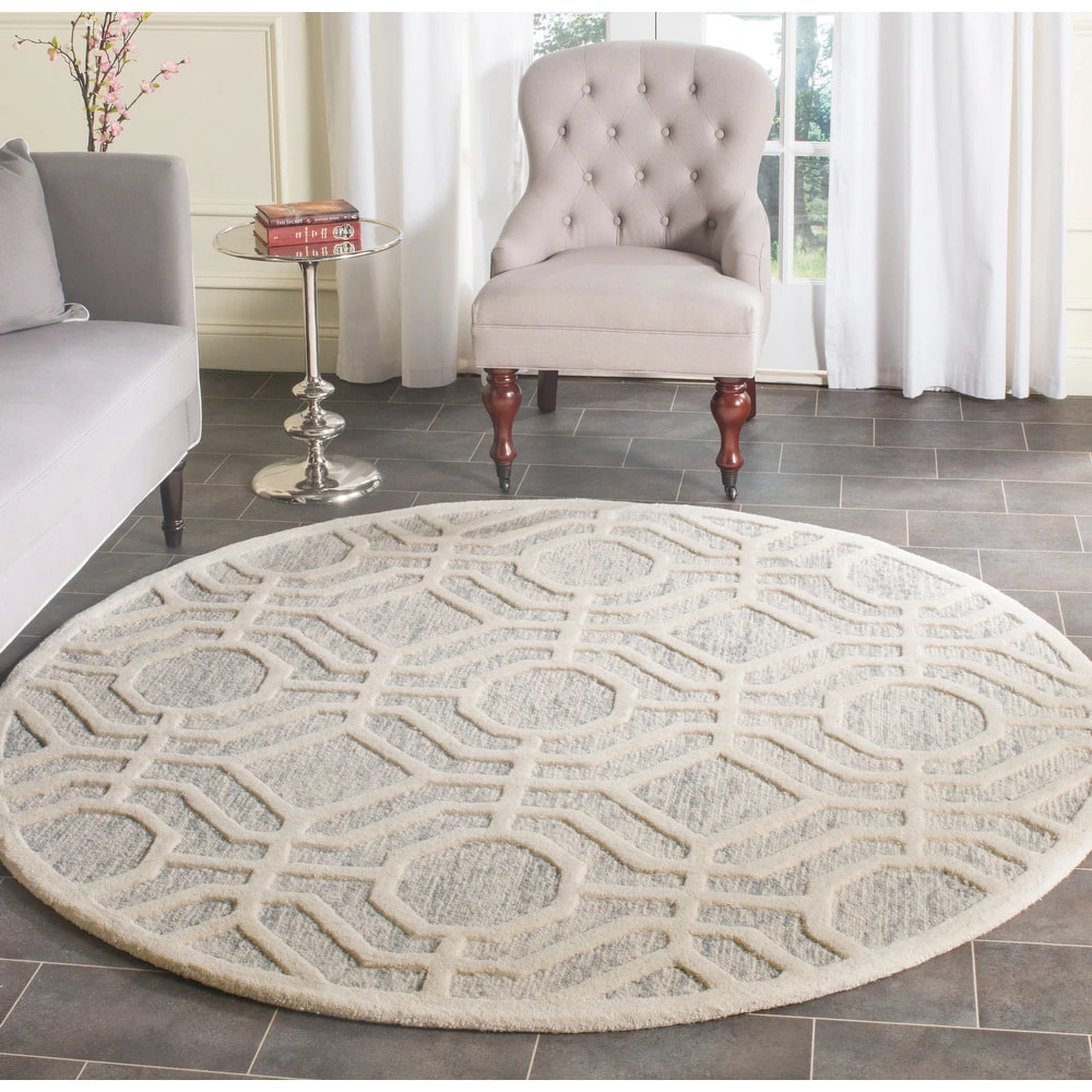 RG-42 Modern Contemporary Geometric Wool Light Blue/Ivory Handtufted Handmade Rug - Image 2