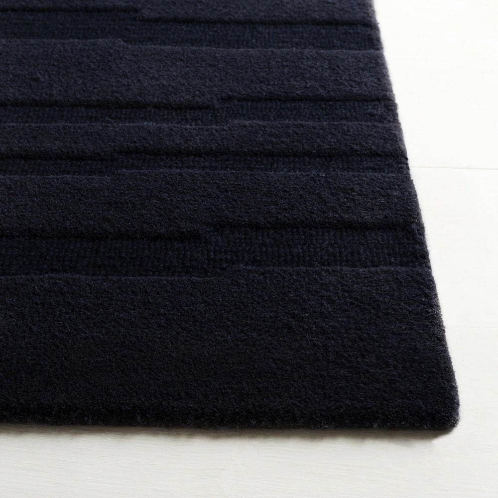 RG-45 Transitional Geometric Wool Black Handtufted Handmade Rug - Image 2