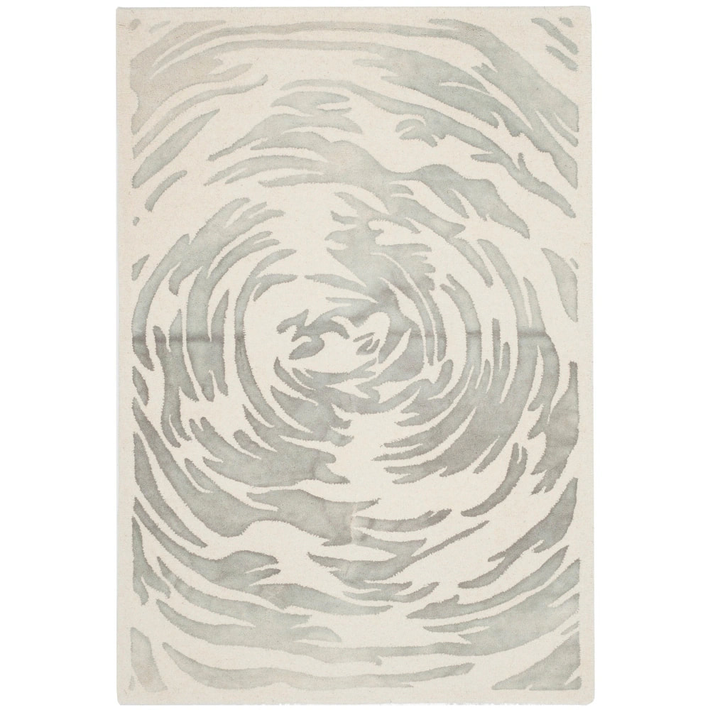 RG-46 Modern Contemporary Floral Viscose Ivory Handtufted Handmade Rug - Image 4