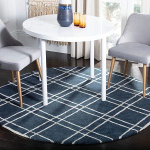 RG-48 Modern Contemporary Geometric Wool Ivory Handtufted Handmade Rug