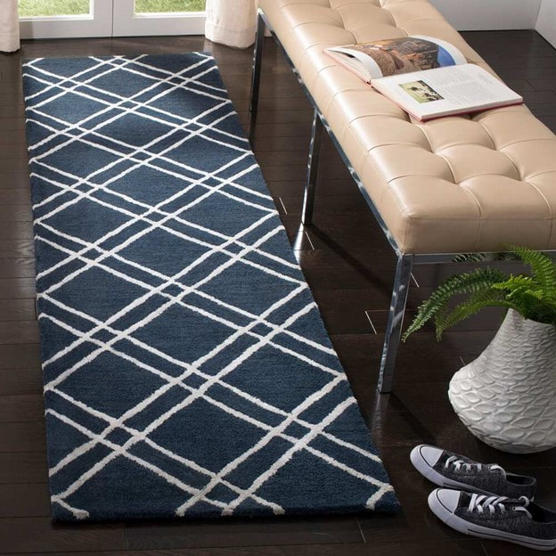 RG-48 Modern Contemporary Geometric Wool Ivory Handtufted Handmade Rug - Image 3