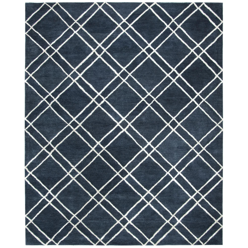RG-48 Modern Contemporary Geometric Wool Ivory Handtufted Handmade Rug - Image 4