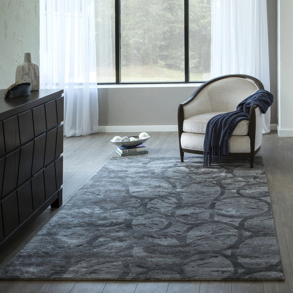 RG-5 Modern Contemporary Geometric Wool & Viscose Gray Handtufted Handmade Rug
