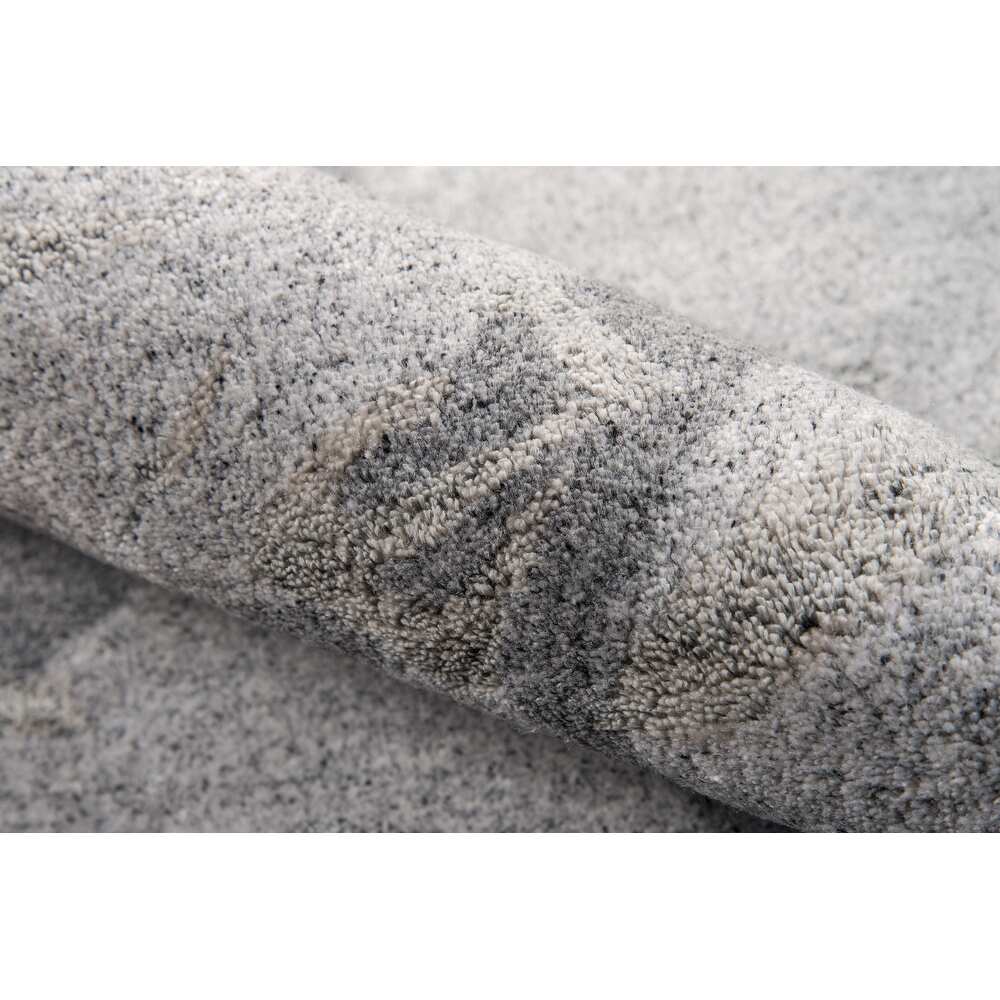 RG-5 Modern Contemporary Geometric Wool & Viscose Gray Handtufted Handmade Rug - Image 3