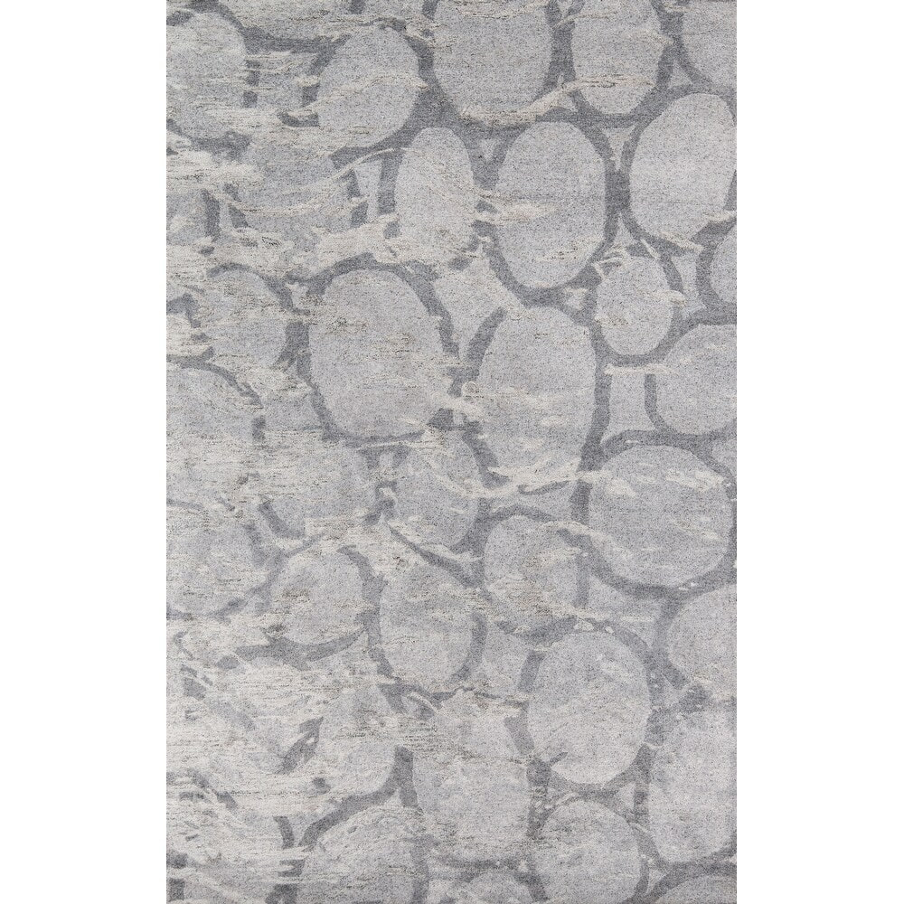 RG-5 Modern Contemporary Geometric Wool & Viscose Gray Handtufted Handmade Rug - Image 5