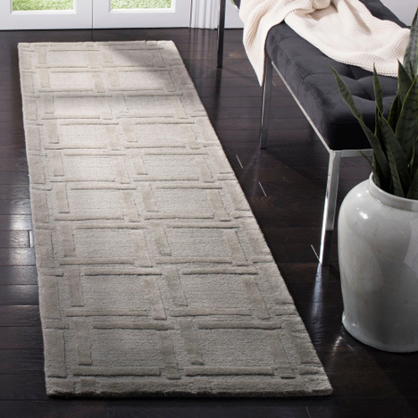 RG-50 Modern Contemporary Geometric Wool & Viscose Gray Handtufted Handmade Rug - Image 4
