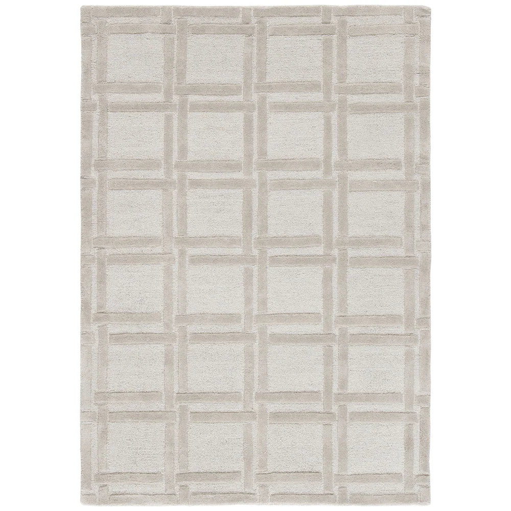 RG-50 Modern Contemporary Geometric Wool & Viscose Gray Handtufted Handmade Rug - Image 5