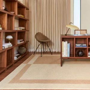 RG-53 Casual Bordered Wool Beige Handtufted Handmade Rug