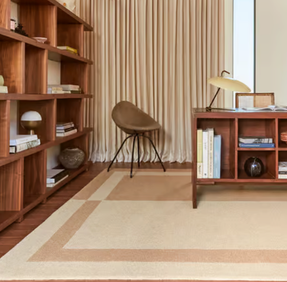 RG-53 Casual Bordered Wool Beige Handtufted Handmade Rug