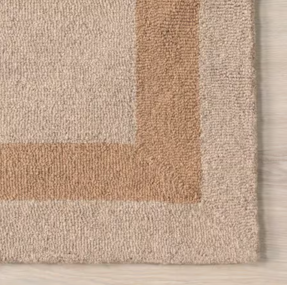 RG-53 Casual Bordered Wool Beige Handtufted Handmade Rug - Image 2