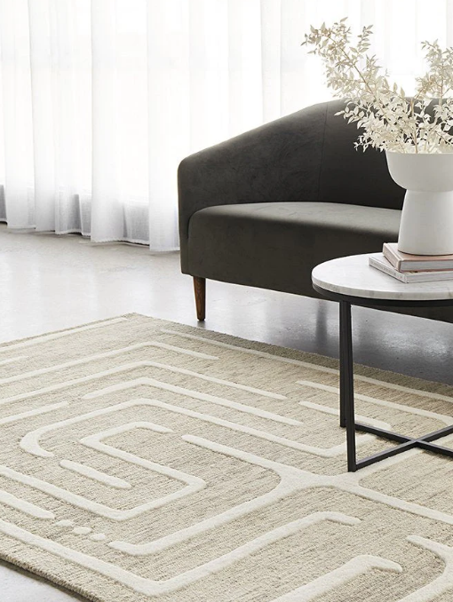 RG-54 Bohemian Tribal Wool Beige Handtufted Handmade Rug