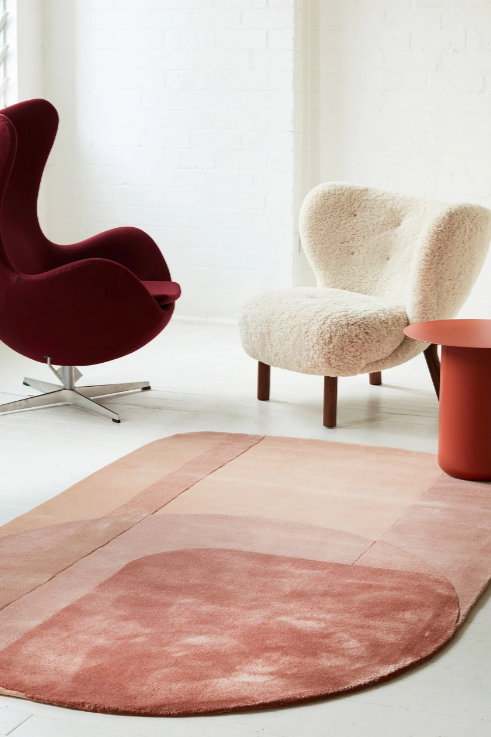 RG-56 Mid-Century Modern Abstract Wool Pink Handtufted Handmade Rug