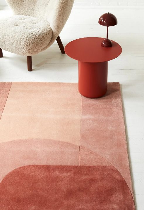 RG-56 Mid-Century Modern Abstract Wool Pink Handtufted Handmade Rug - Image 2