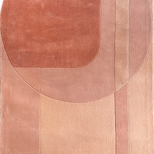 RG-56 Mid-Century Modern Abstract Wool Pink Handtufted Handmade Rug - Image 3