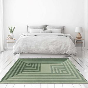 RG-58 Modern Geometric Wool Green Handtufted Handmade Rug