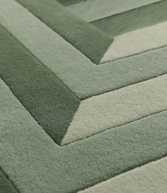 RG-58 Modern Geometric Wool Green Handtufted Handmade Rug - Image 2