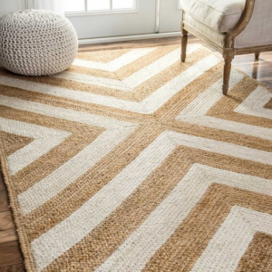 RG-59 Rustic Chevron Jute Natural Handknotted Handmade Rug