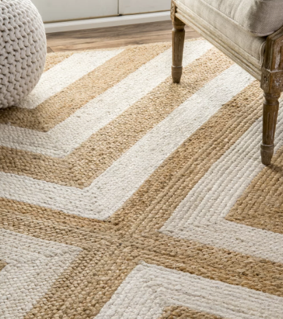 RG-59 Rustic Chevron Jute Natural Handknotted Handmade Rug - Image 3