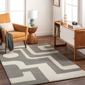 RG-6 Casual Geometric Wool Cream/Gray Handtufted Handmade Rug
