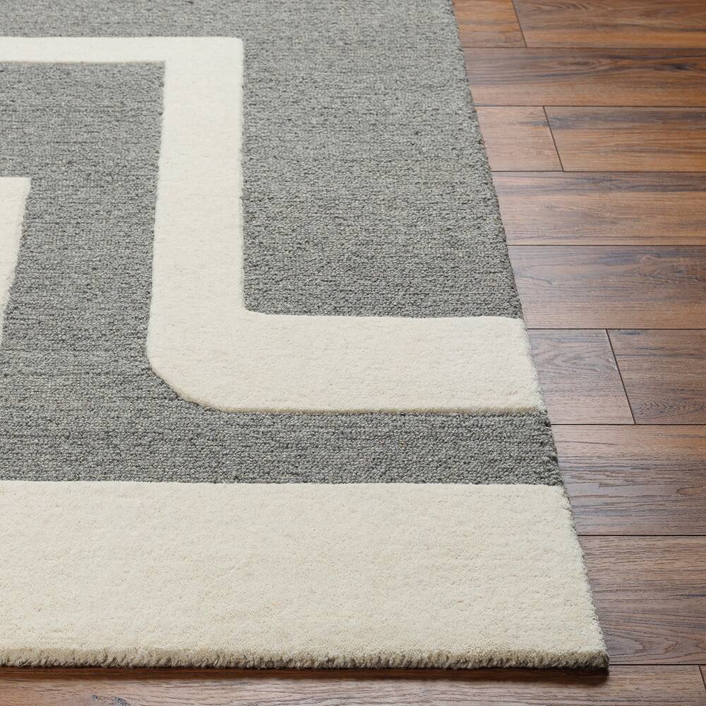 RG-6 Casual Geometric Wool Cream/Gray Handtufted Handmade Rug - Image 2