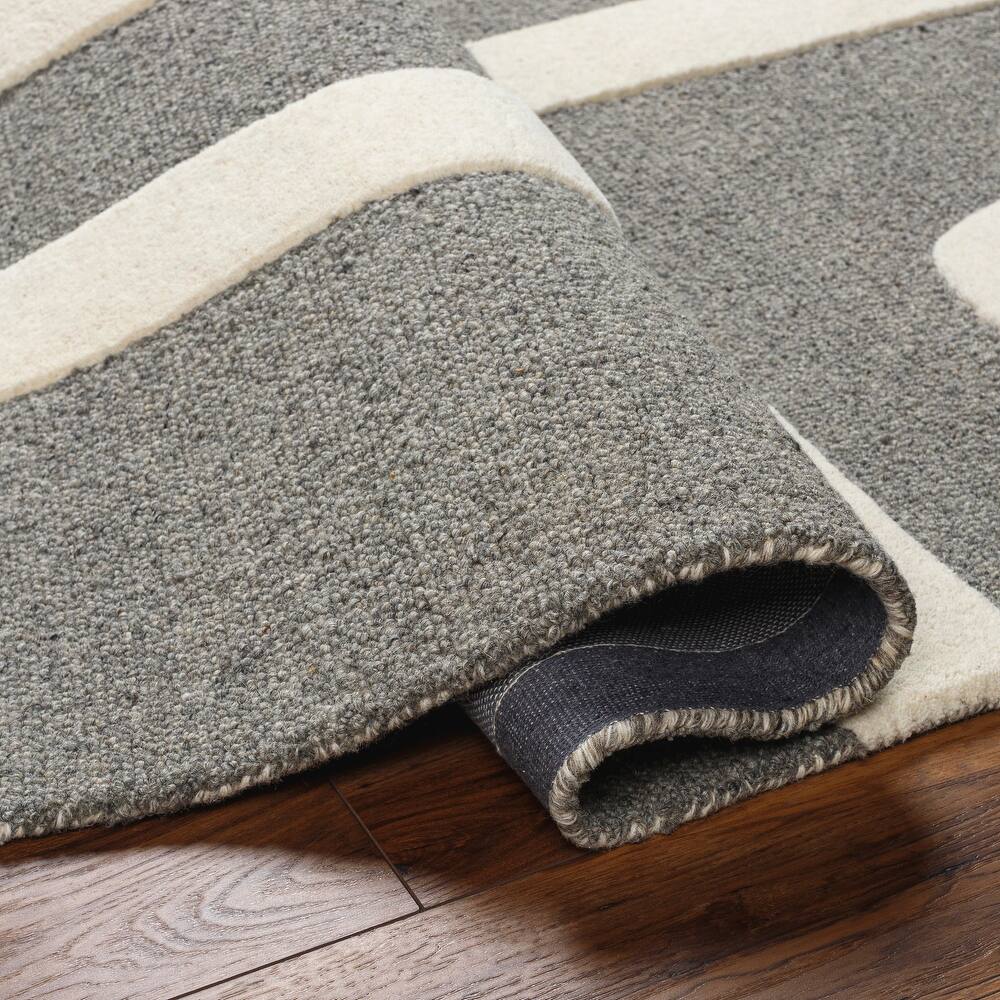 RG-6 Casual Geometric Wool Cream/Gray Handtufted Handmade Rug - Image 3