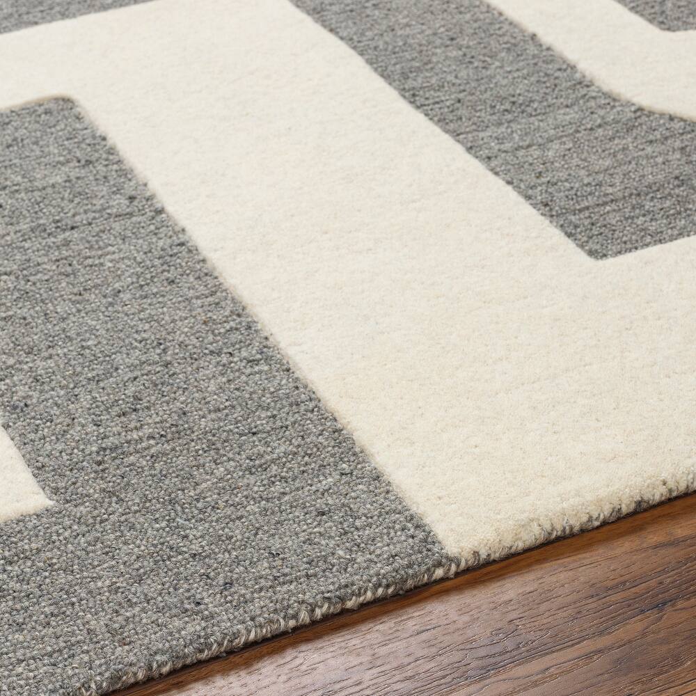 RG-6 Casual Geometric Wool Cream/Gray Handtufted Handmade Rug - Image 4