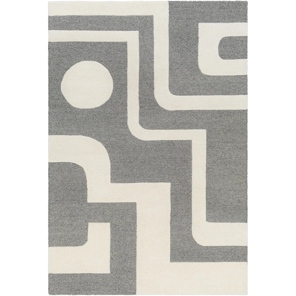 RG-6 Casual Geometric Wool Cream/Gray Handtufted Handmade Rug - Image 5