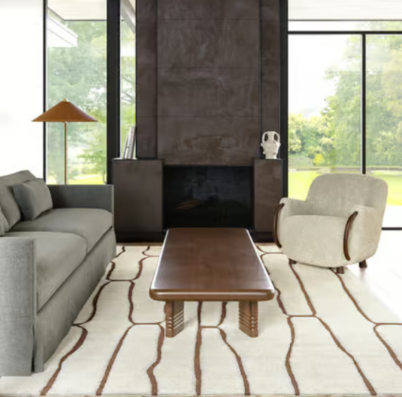 RG-61 Modern Abstract Wool Cream Handtufted Handmade Rug