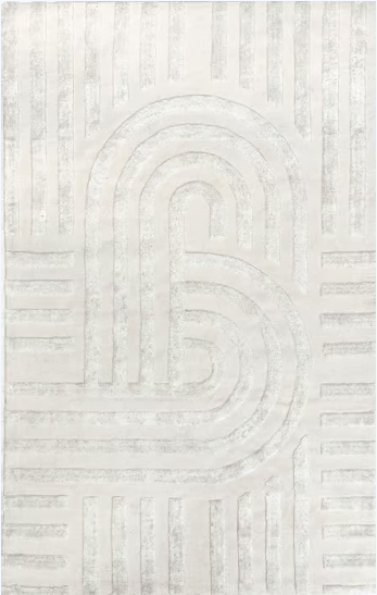 RG-63 Modern Geometric Wool & Viscose Ivory Handtufted Handmade Rug - Image 2