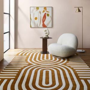 RG-64 Modern Geometric Wool Black/White Handtufted Handmade Rug