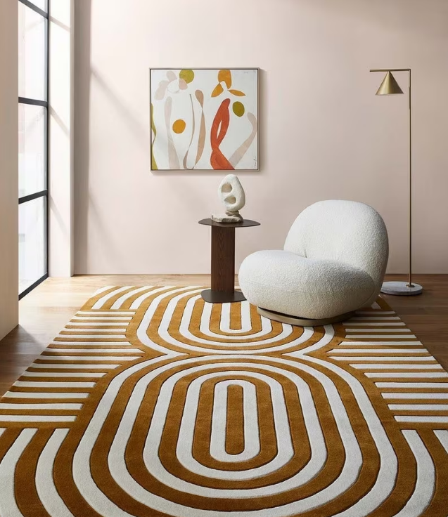 RG-64 Modern Geometric Wool Black/White Handtufted Handmade Rug