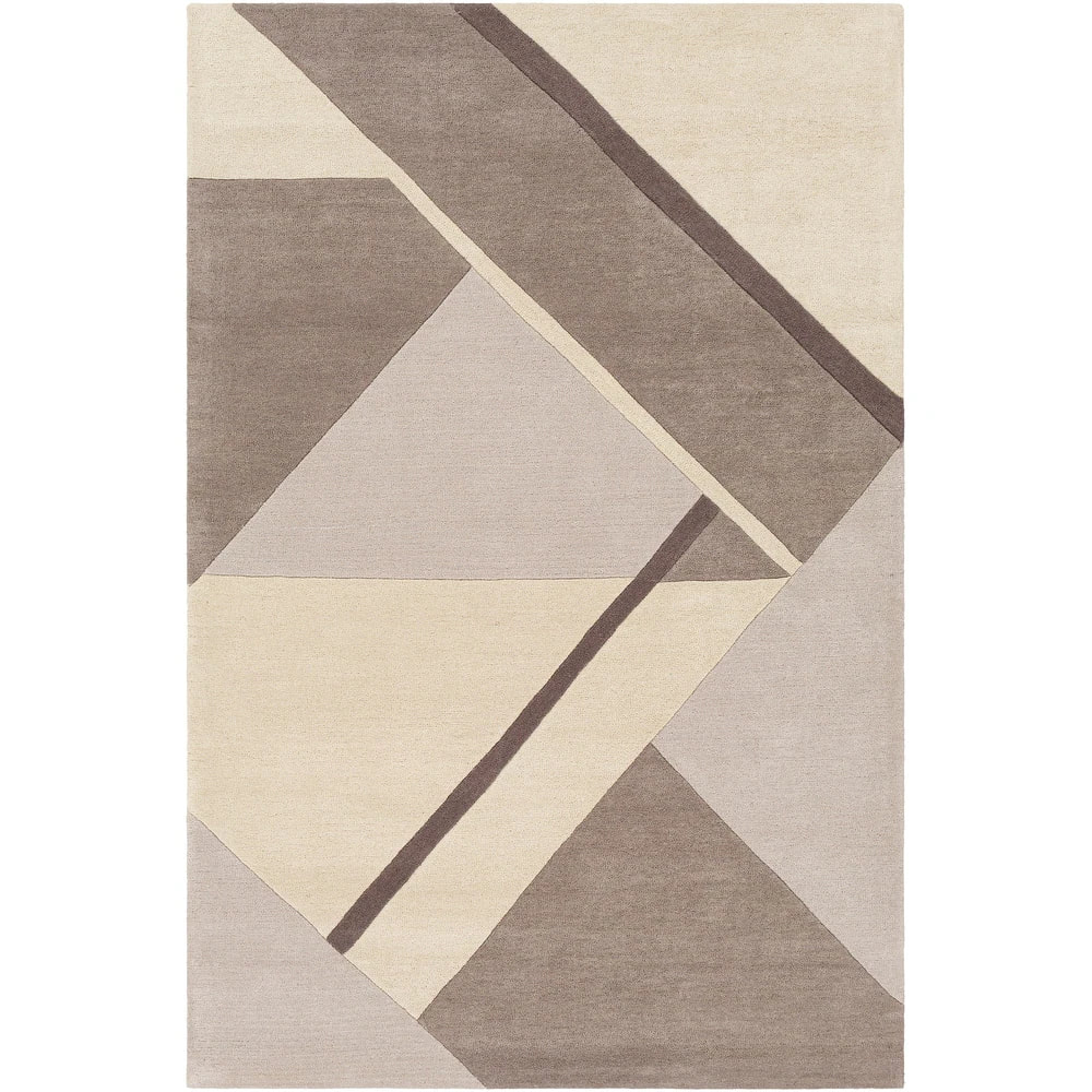 RG-65 Mid-Century Modern Geometric Wool Cream Handtufted Handmade Rug - Image 3