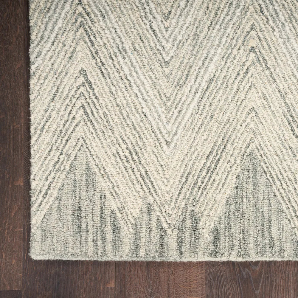 RG-67 Bohemian Abstract Wool Teal Handtufted Handmade Rug - Image 2