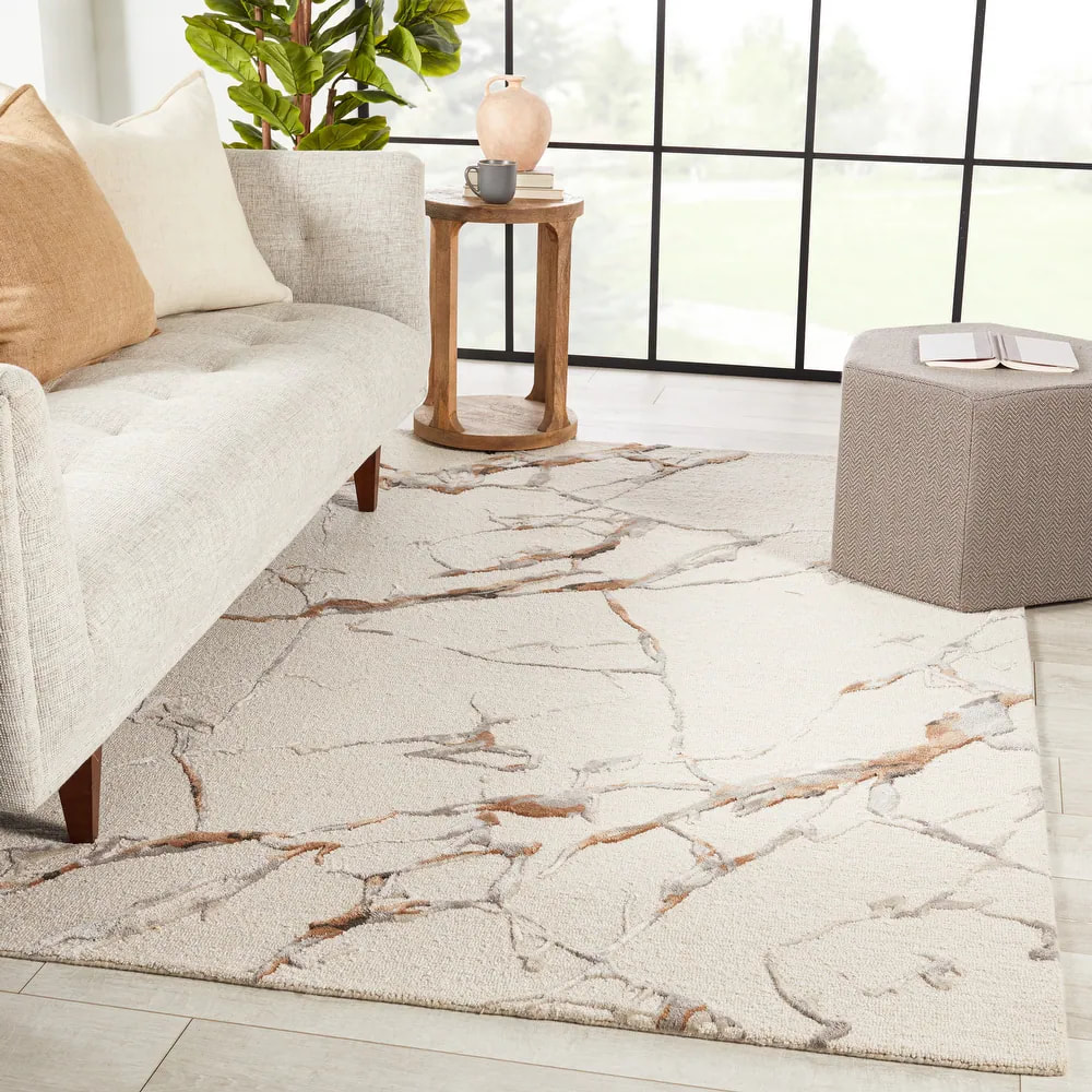 RG-68 Modern Contemporary Abstract Wool & Viscose Gray Handtufted Handmade Rug