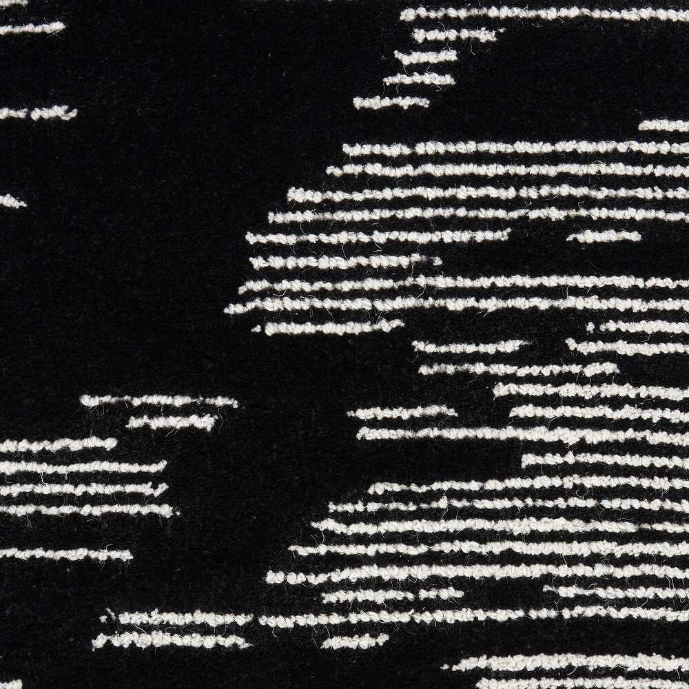 RG-7 Glam Abstract Wool Black Handknotted Handmade Rug - Image 2