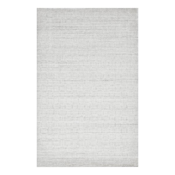 RG-70 Modern Contemporary Geometric Wool & Viscose Ivory Handknotted Handmade Rug - Image 3