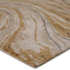 RG-71 Modern Contemporary Abstract Wool & Viscose Beige/Gold Handtufted Handmade Rug