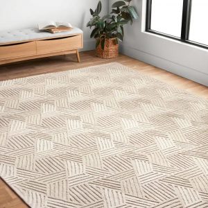 RG-72 Modern Contemporary Geometric Wool Ivory Handtufted Handmade Rug