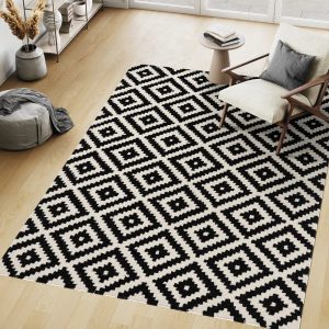 RG-74 Modern Contemporary Geometric Wool Black Handtufted Handmade Rug
