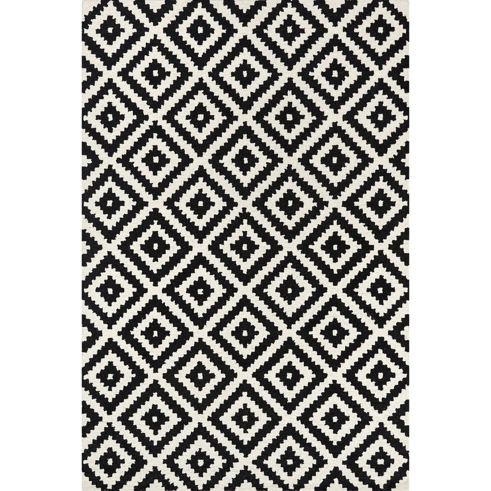 RG-74 Modern Contemporary Geometric Wool Black Handtufted Handmade Rug - Image 3
