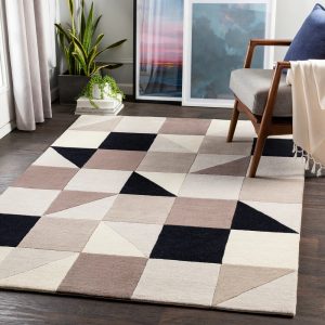 RG-75 Mid-Century Modern Geometric Wool Multi-color Handtufted Handmade Rug