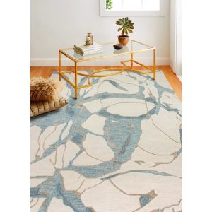 RG-76 Modern Contemporary Abstract Wool Ivory Handtufted Handmade Rug