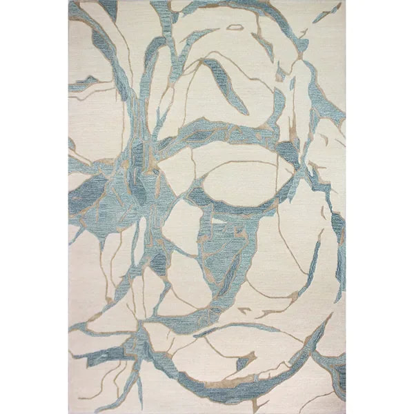 RG-76 Modern Contemporary Abstract Wool Ivory Handtufted Handmade Rug - Image 4
