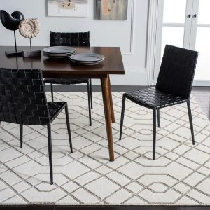 RG-77 Modern Contemporary Geometric Wool White Handknotted Handmade Rug