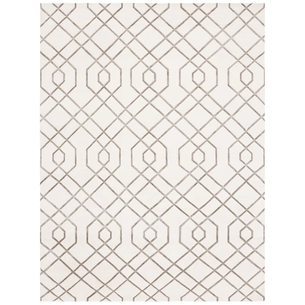 RG-77 Modern Contemporary Geometric Wool White Handknotted Handmade Rug - Image 3