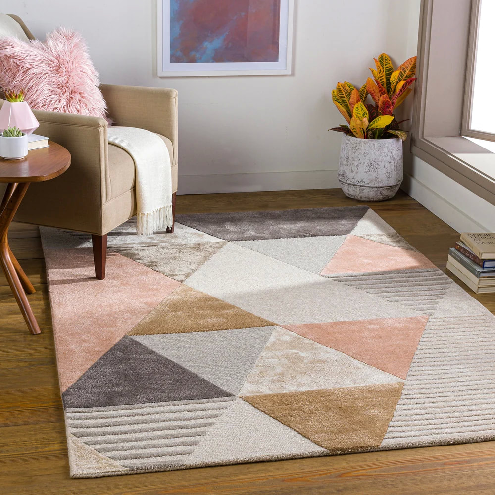 RG-78 Modern Contemporary Geometric Wool & Viscose Multi-color Handtufted Handmade Rug