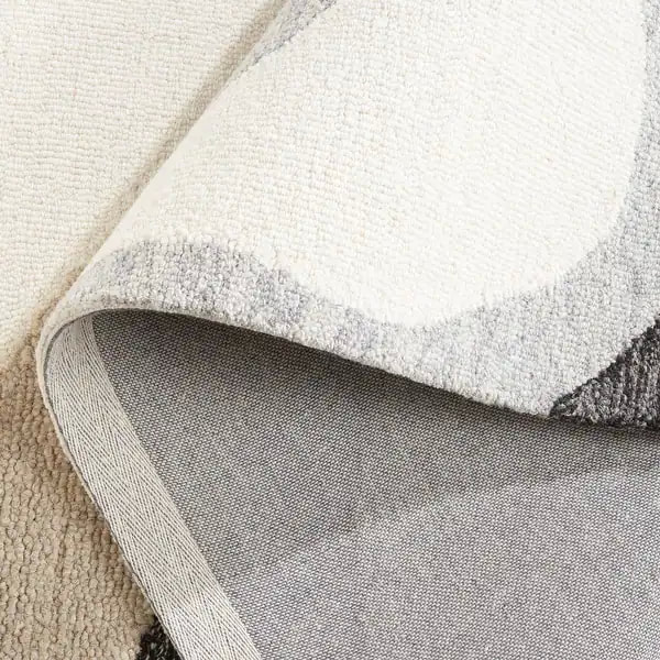 RG-80 Transitional Abstract Wool Ivory/Gray Handtufted Handmade Rug - Image 3